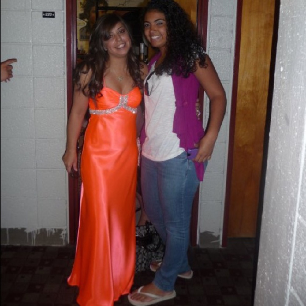 REDUCED PRICE - Neon orange prom dress